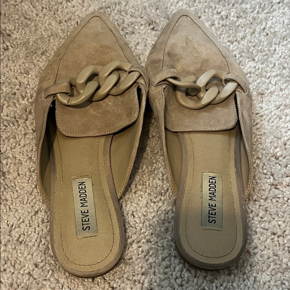 Steve Madden Beige Chain Detail Mules